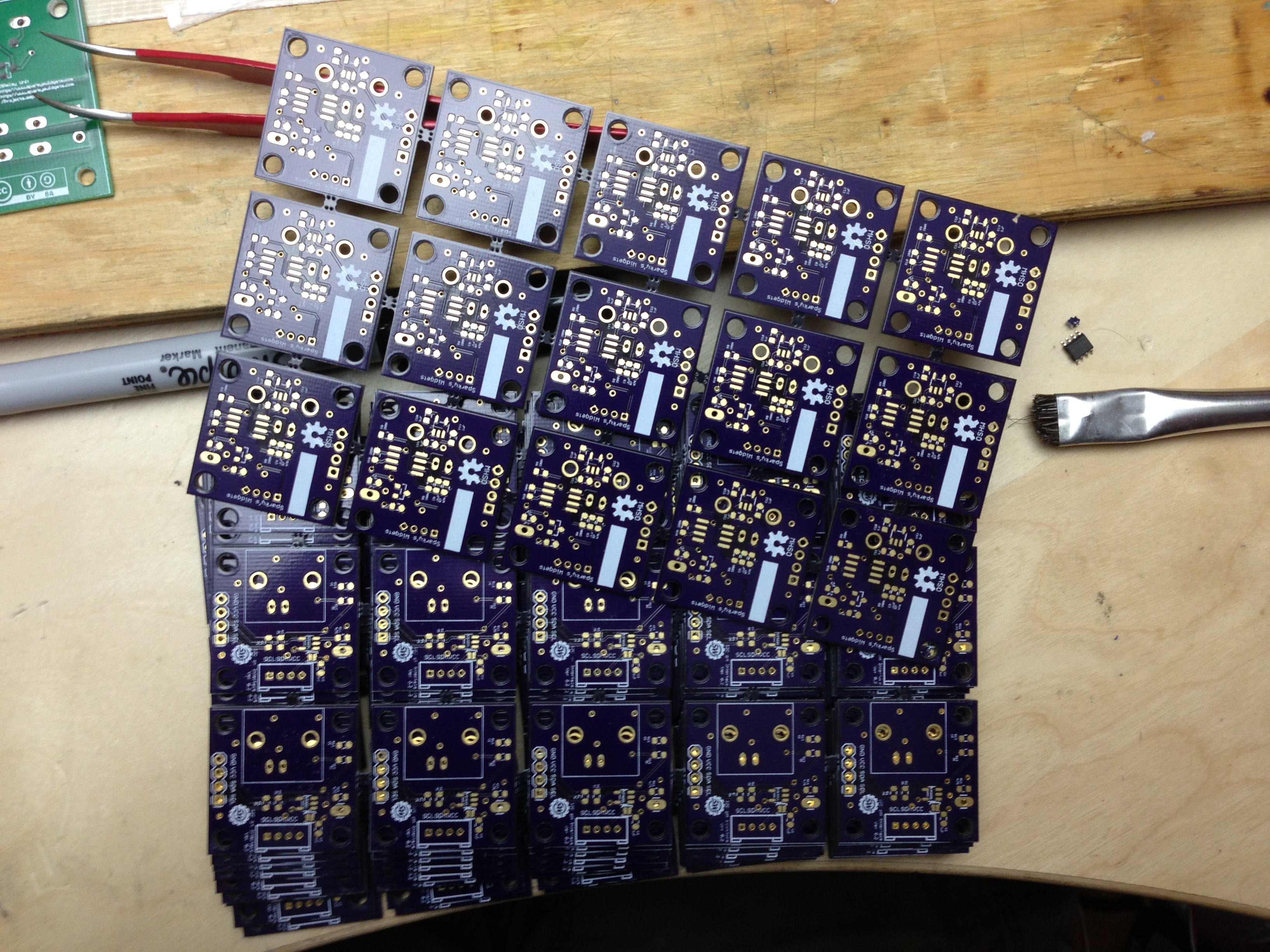 Nice batch of OSHPark boards ready for assembly!